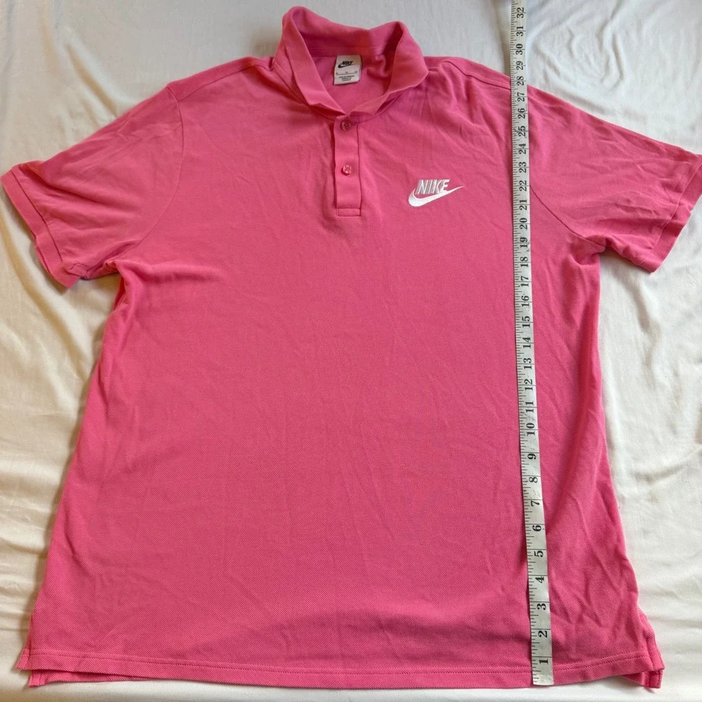Nike Mens Sportswear Piqué Polo Shirt Pink White Futura Logo XL Short Sleeve